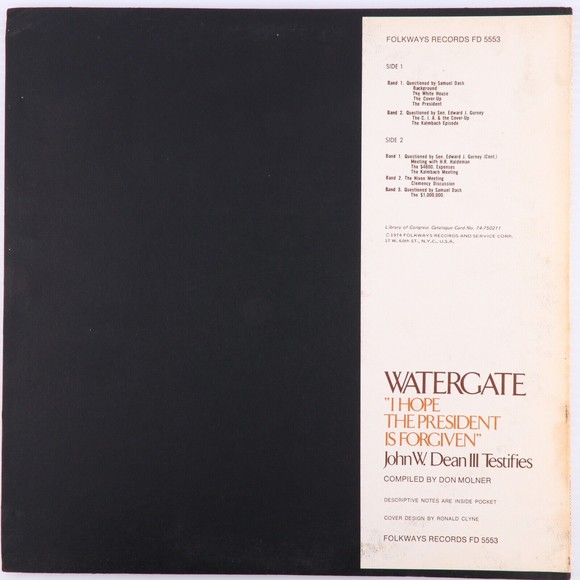 John W. Dean III Watergate Vol 3, I Hope The President Is Forgiven 12" LP Record - Picture 2 of 12
